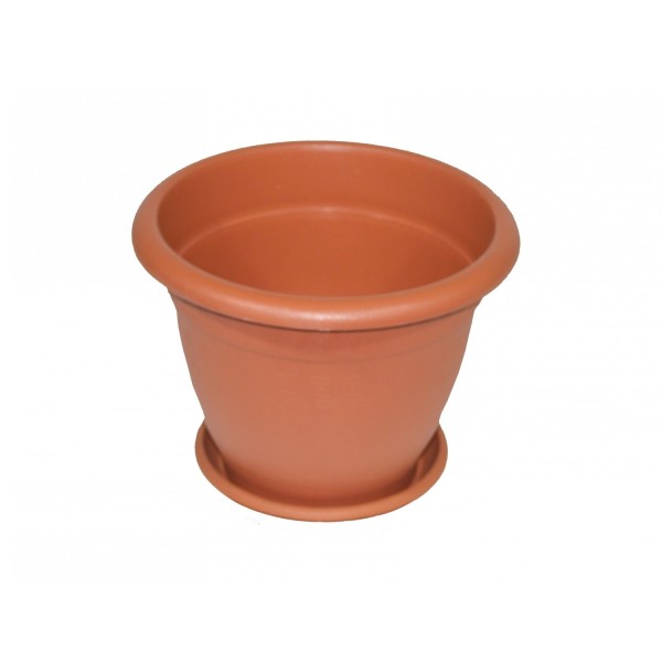 Flowerpot, model no. 5, brown color, plate included